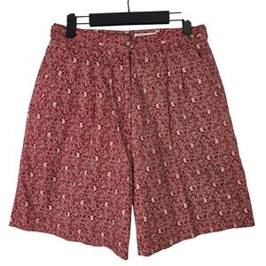 Izod Club Womens Size 10 Red Floral Print Pleated Golf Shorts